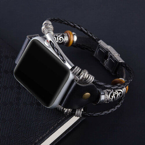 Brun vintage skinnreim for Apple Watch, robust og stilig tilbehør for menn.