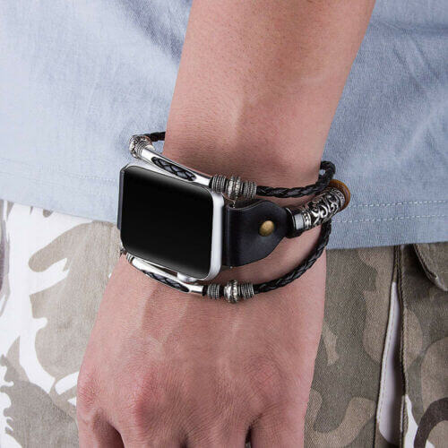 Kvalitetsskinn reim til Apple Watch, tidløs vintage stil for menn.