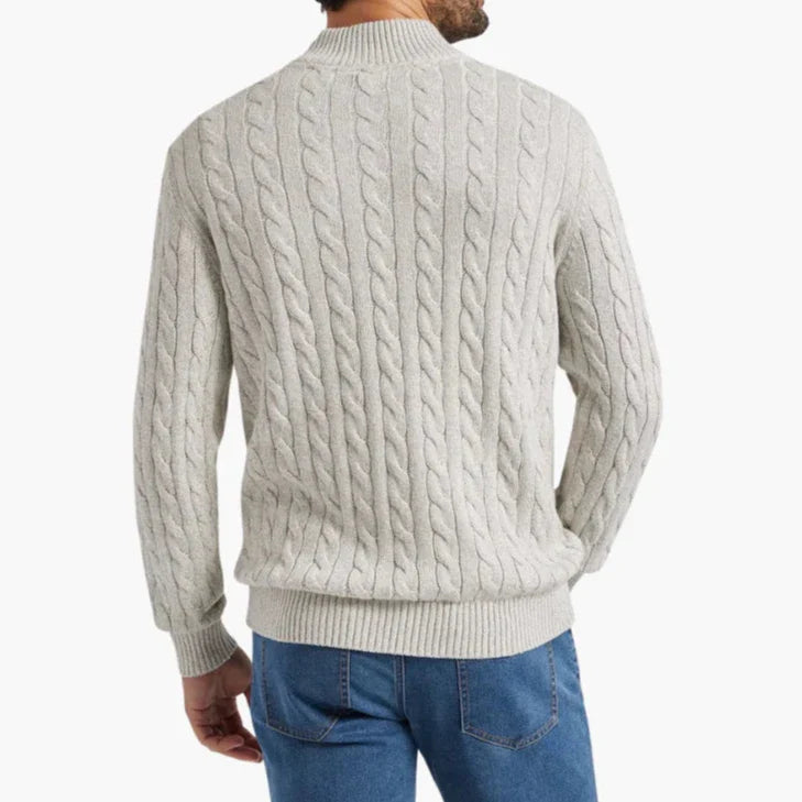 Menns genser med halv glidelås for utendørs eller innendørs bruk, kombinerer varme med moderne stil.