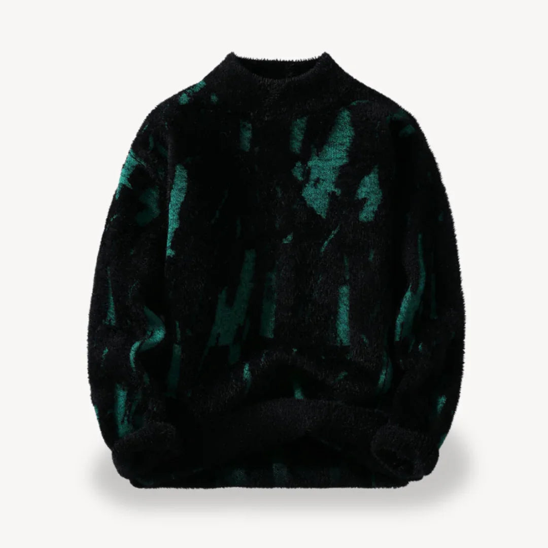 Stilfull herregenser med unikt kumønster og rundhals. Ideell for en avslappet fritidslook.
