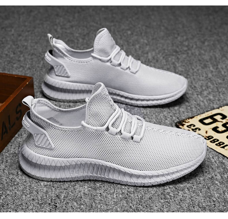 Graue Herren Sportschuhe aus Mesh, perfekt für Komfort und Stil im Alltag.