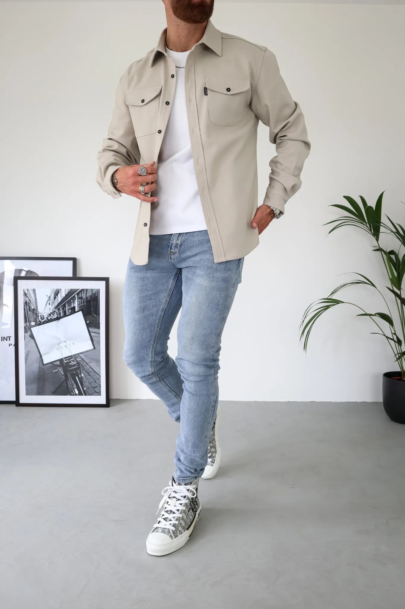Mehrfarbige Herren Baumwolljacke mit Knopfleiste & praktischen Brusttaschen, Casual Langarm