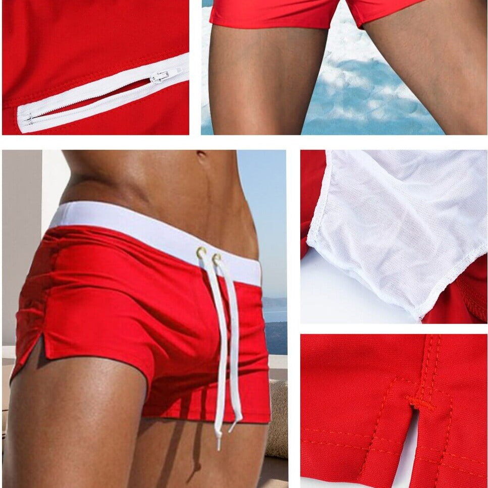 Boardshorts for menn med blomstermønster, stilig badetøy for ferie og vannsport.