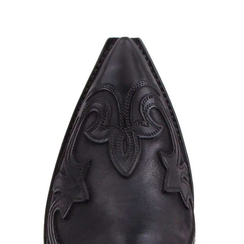 Klassische Cowboystiefel für Herren, Knöchelhöhe, stabiles Lederimitat, Reißverschluss