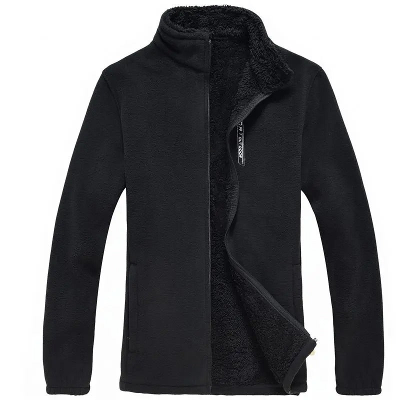 Allsidig fritidsjakke i fleece for menn, grå, gjennomgående glidelås, komfortabel og varm