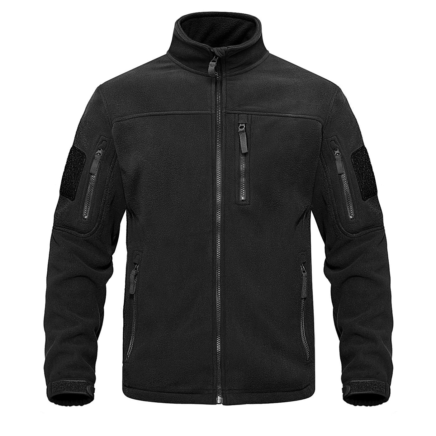 Herren Fleecejacke, schwarz, Reißverschluss, Thermo-Design, leger, warm, zum Wandern