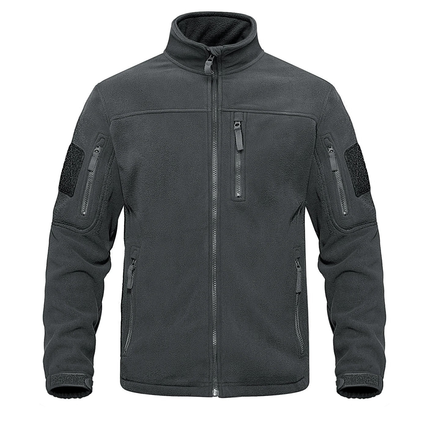 Rückenansicht einer grauen Herren Fleecejacke, schlichtes Design, warm und funktional