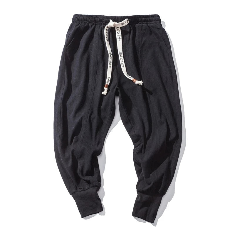 Streetwear herrebukser Harem, lin-bomullsblanding, maksimal komfort for hverdagen.
