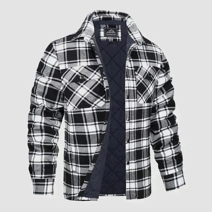 Elegant rutete langermet herre skjorte-blazer, allsidig for enhver anledning.