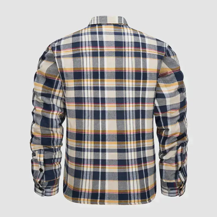 Elegant rutete herre langermet skjorte-blazer, perfekt for forretningsmøter og hverdagsbruk.