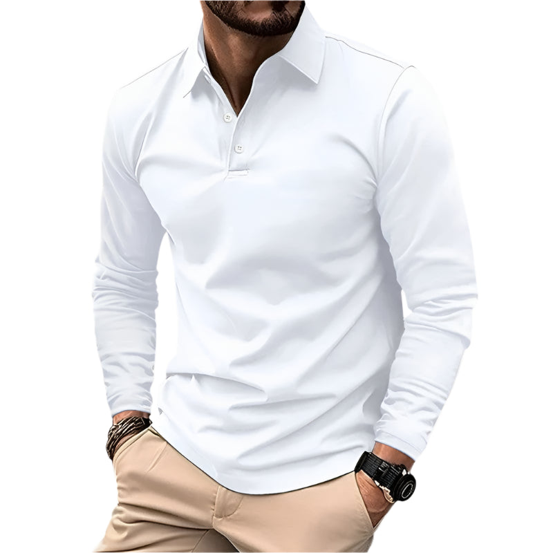 Herren Langarm Polo-Shirt in Marineblau, atmungsaktiv & vielseitig für Business Casual Look