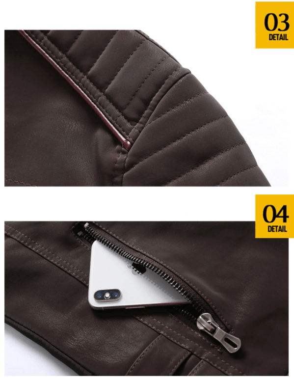 Herbstliche Herrenjacke aus Kunstleder mit Stehkragen, vielseitig kombinierbar für jeden Anlass.