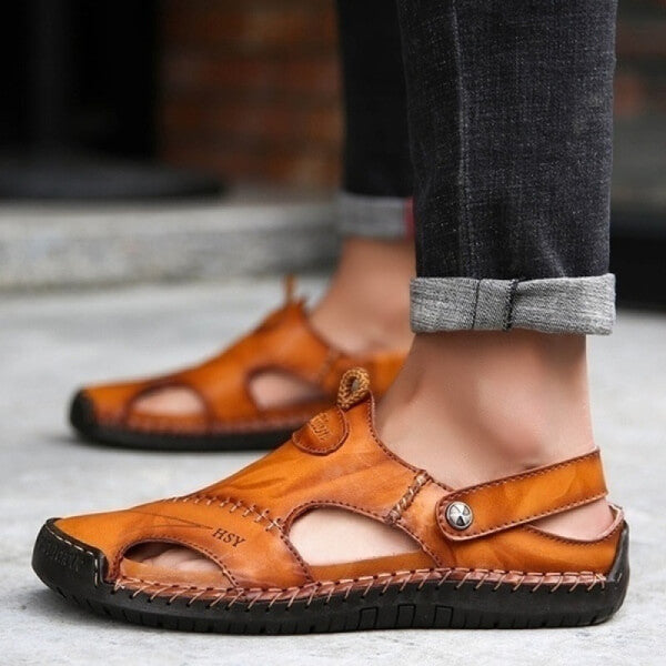 Herren Sommer-Sandalen im Gladiator-Stil, orthopädisch und aus weichem Leder, atmungsaktiv gestaltet