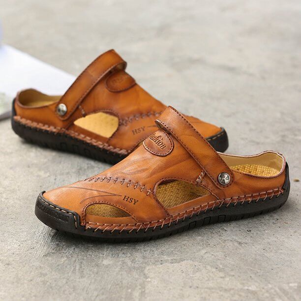 Herren Alltags-Sandalen, orthopädisch und aus Leder, komfortabel und rutschfest für Sommeraktivitäten