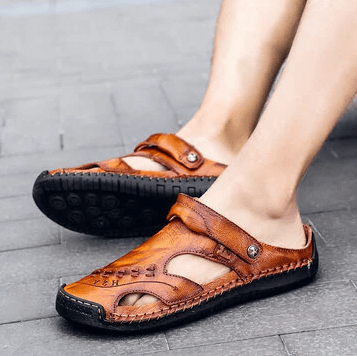 Herren Sommer-Sandalen aus hochwertigem Leder, orthopädisch geformt für optimalen Komfort