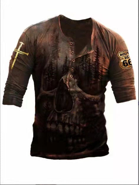 Cooles Herren Langarmshirt, Retro-Stil mit Totenkopf, bequeme Herrenbekleidung