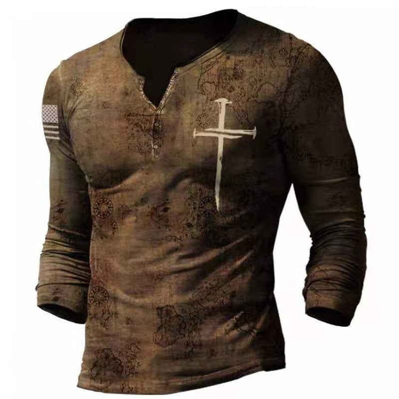 Lässiges Herren Langarmshirt Totenkopf, dunkelgrau, Vintage-Feeling, Freizeit-Outfit