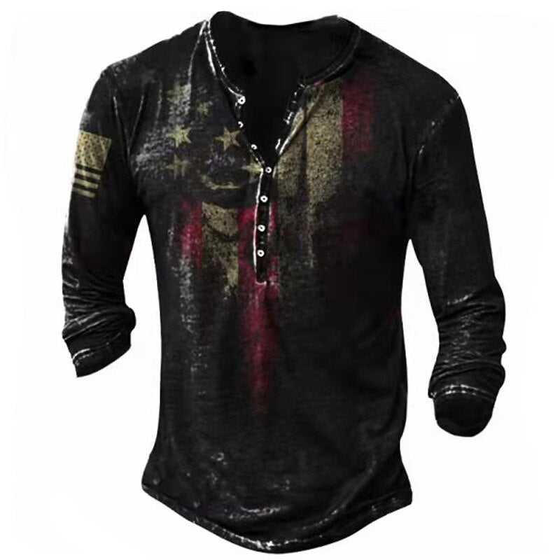 Herren Langarmshirt, Retro Totenkopf Print, weicher Stoff, stylisches Freizeit Oberteil