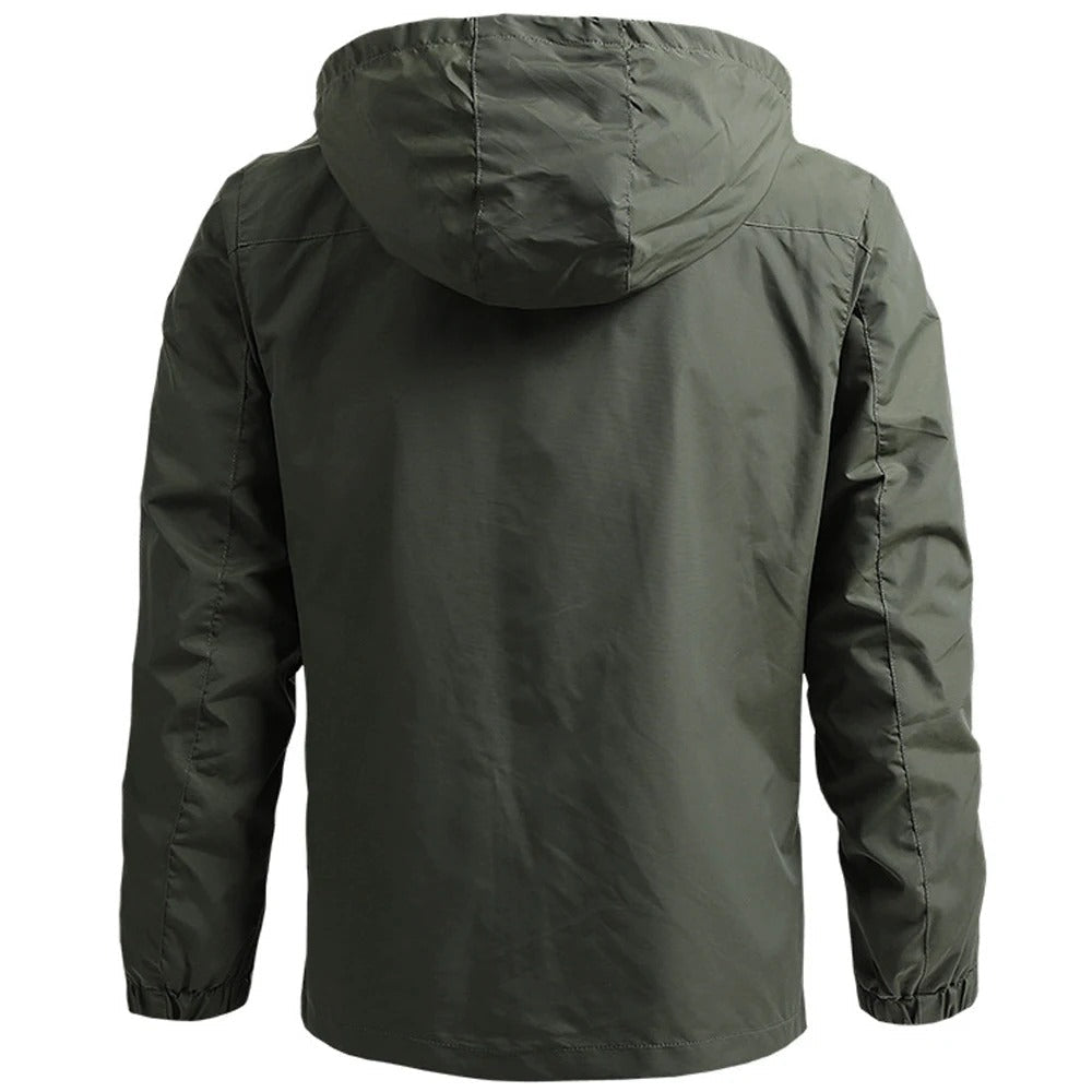 Nahaufnahme des strapazierfähigen Materials der wasserdichten Herren Taktischen Outdoor Jacke