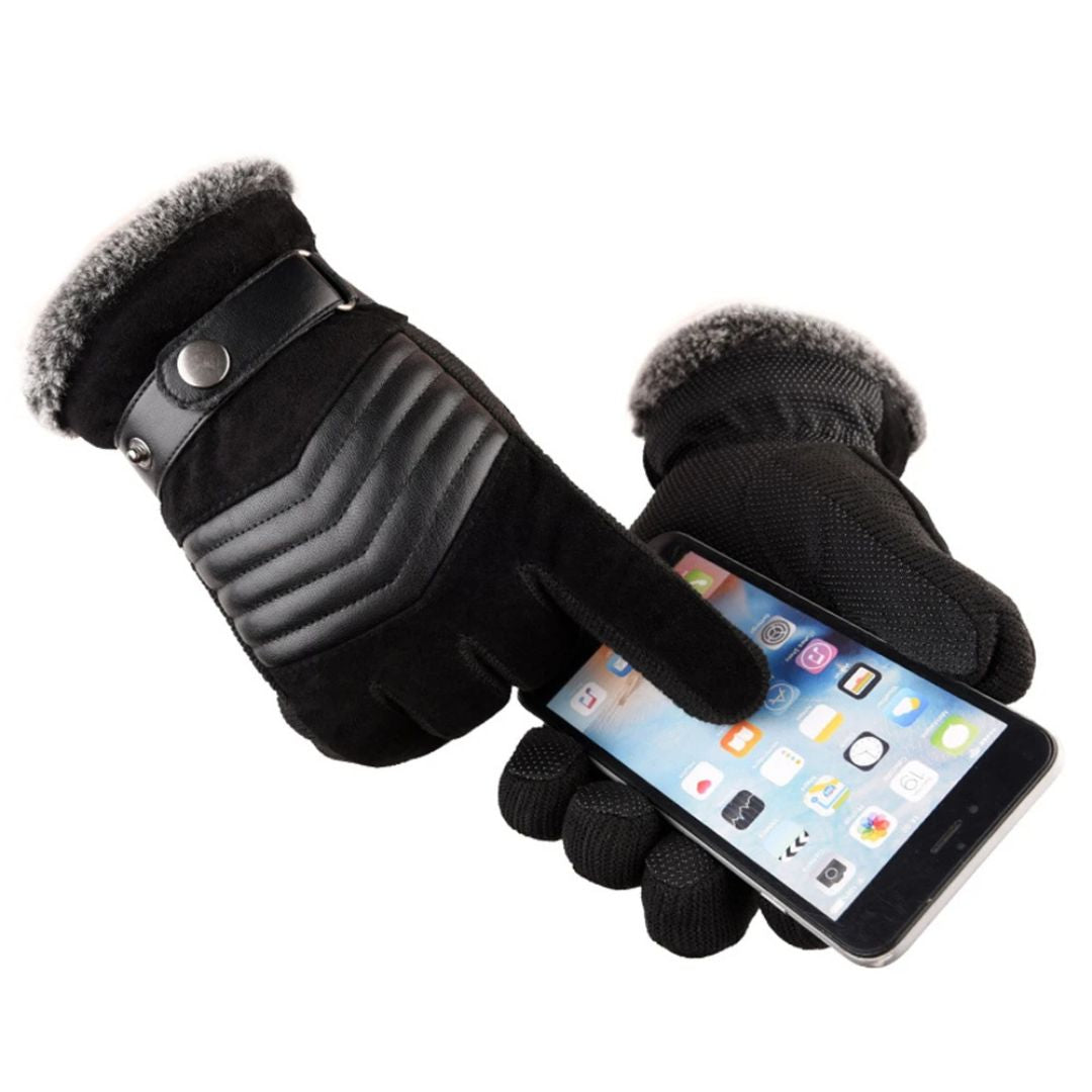 Herren Accessoires: Elegante Winterhandschuhe aus Leder mit Touchscreen-Fingern