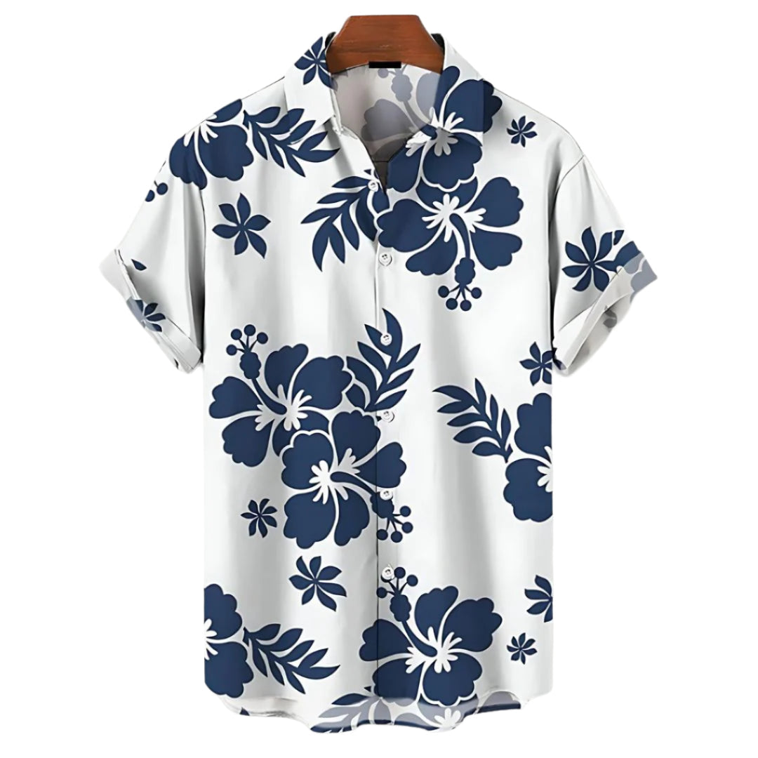 Herreskjorte med avslappet passform og levende blomsterprint, perfekt for sommerlige dager.