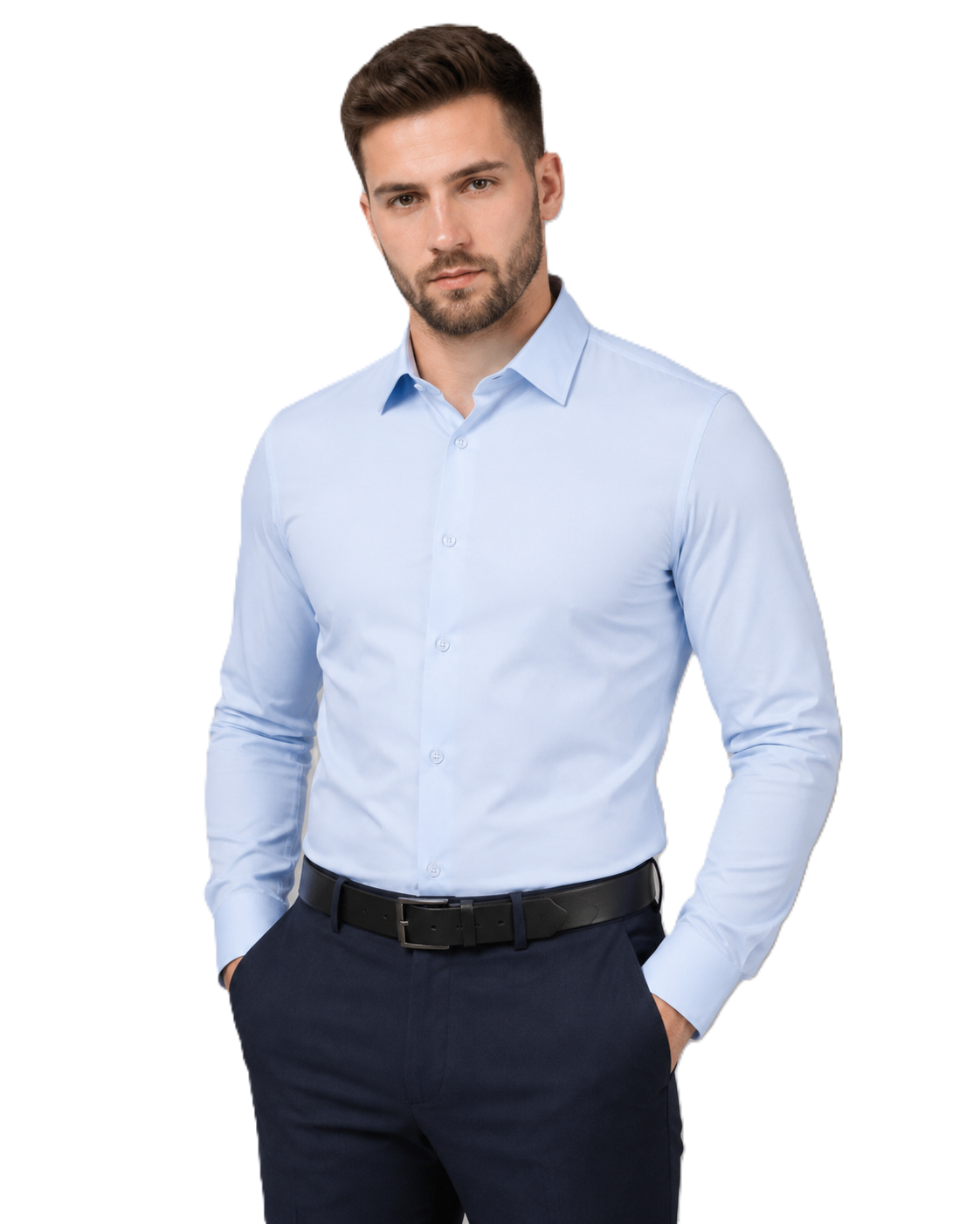 Herreskjorte med stretch, rynkefri, for overlegen komfort og stil hele dagen.