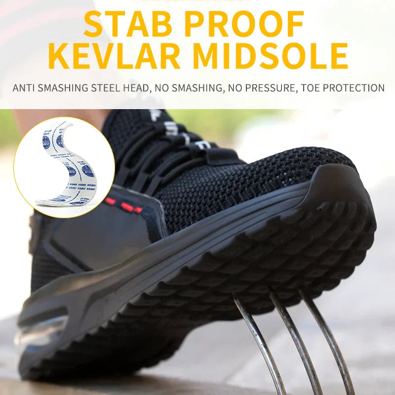 Sikkerhetssko med Kevlar-forsterkning for ekstra slitestyrke. Perfekte arbeidssko for tøffe miljøer.