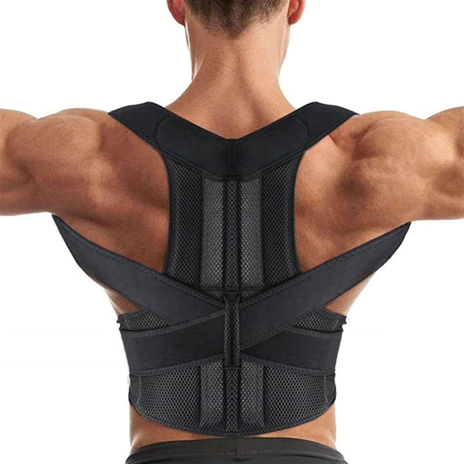 Holdningskorrigerende støttevest for bedre rygg- og skulderholdning, unisex og justerbar for optimal komfort.