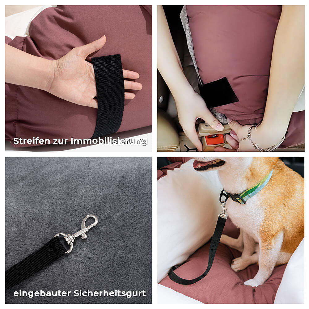 Myk og polstret hundebilseng som sikrer optimal komfort for hunden din på lange turer.