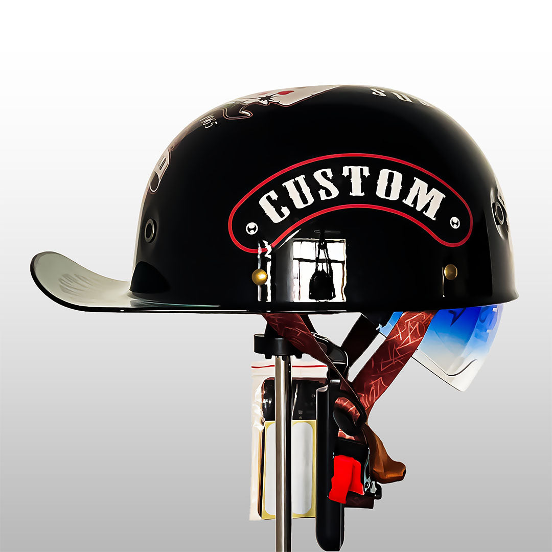 Motorsykkelhjelm for menn, baseballcap-design; tilbyr komfort og overlegen beskyttelse.