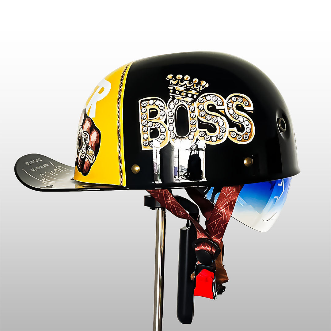 Komfortabel og stilfull baseballcap-hjelm; menns halvskallhjelm for trygg kjøring.