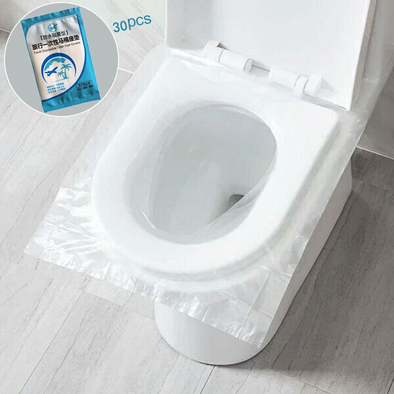 Sammenfoldet engangstrekk for toalettsete, lett å bære på reise. Essensiell for personlig hygiene.
