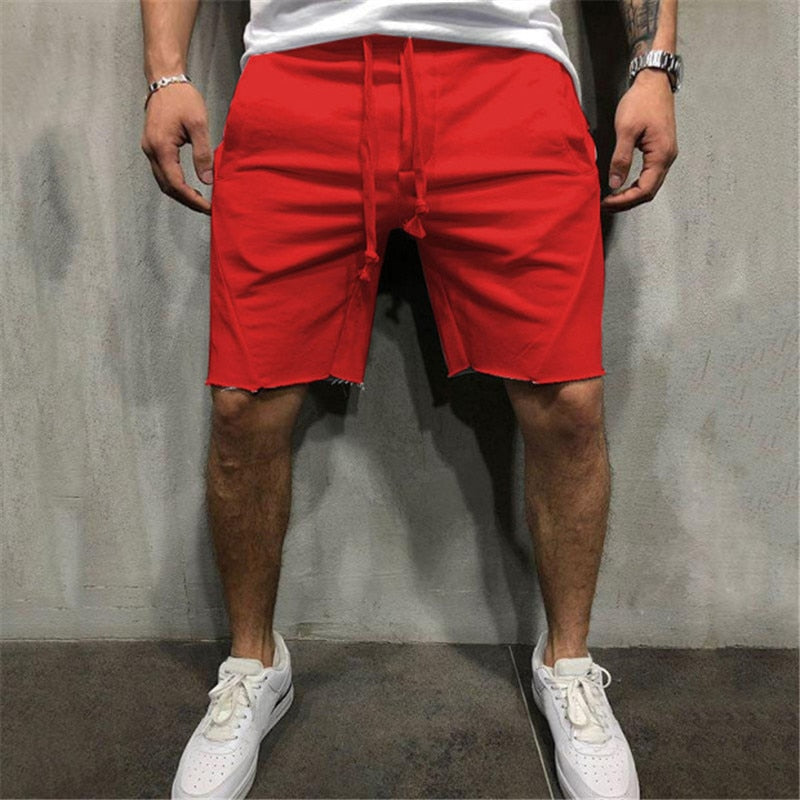 Sidebilde av blå herre shorts. Trendy og komfortabel for en casual sommerlook.