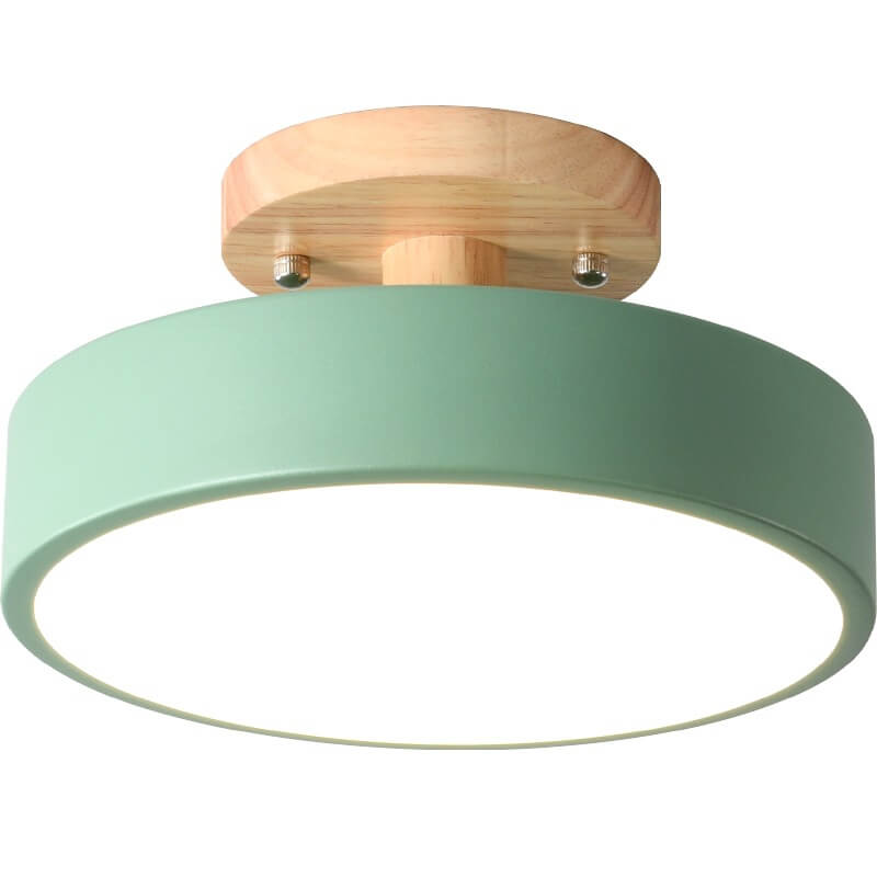 Energieffektiv rund taklampe med LED. Nordisk, moderne design for innendørs belysning i grå eller hvit.