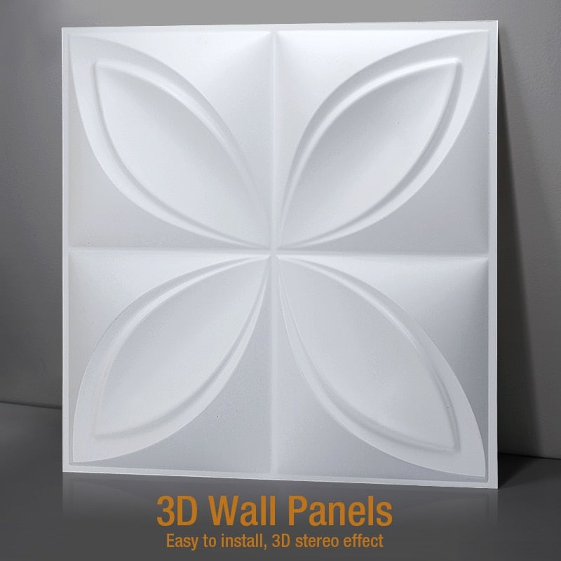 Rektangulære 3D veggpaneler i hvit, skaper et unikt geometrisk mønster for stilfull innredning.