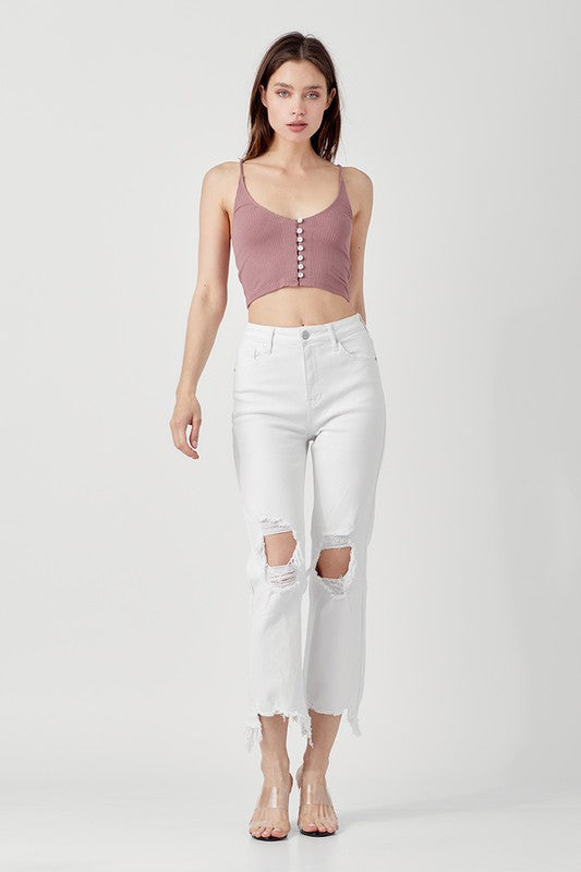 Moderne hvite høytliv damejeans med rett passform, perfekt for en komfortabel og stilfull hverdagslook.