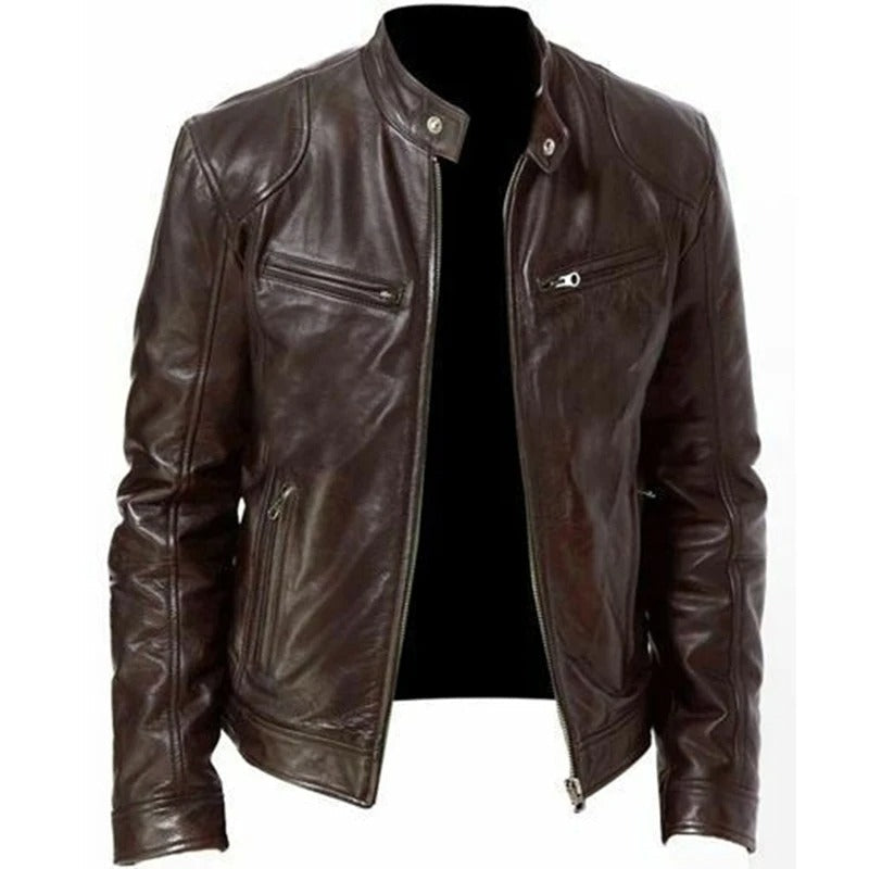 Ikonisk motorsykkeljakke for menn. Stilfull mc-jakke i slim fit for fritid og mote.