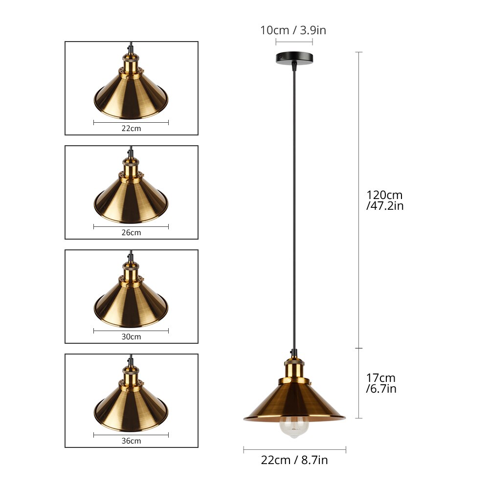 Retro design taklampe, justerbar pendellampe i svart metall for industriell stil.