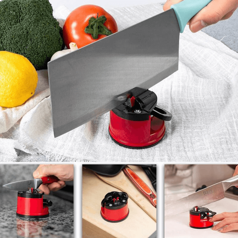 Få skarpe kniver uten anstrengelse med denne effektive sugekopp knivsliperen.