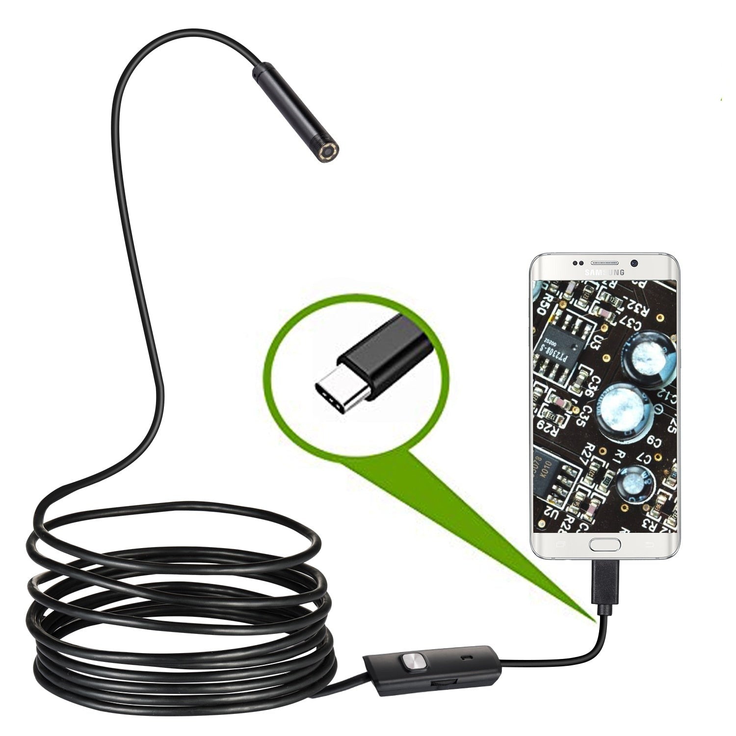 Inspeksjonskamera Endoskop, 2.0MP HD Sensor, vanntett, WiFi-overføring, USB-C-tilkobling