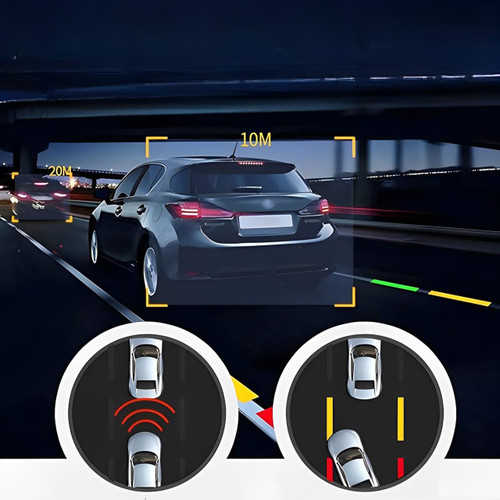 Dashkamera skjerm viser GPS-sporing og live video, med stemmekontroll for enkel betjening under kjøring.