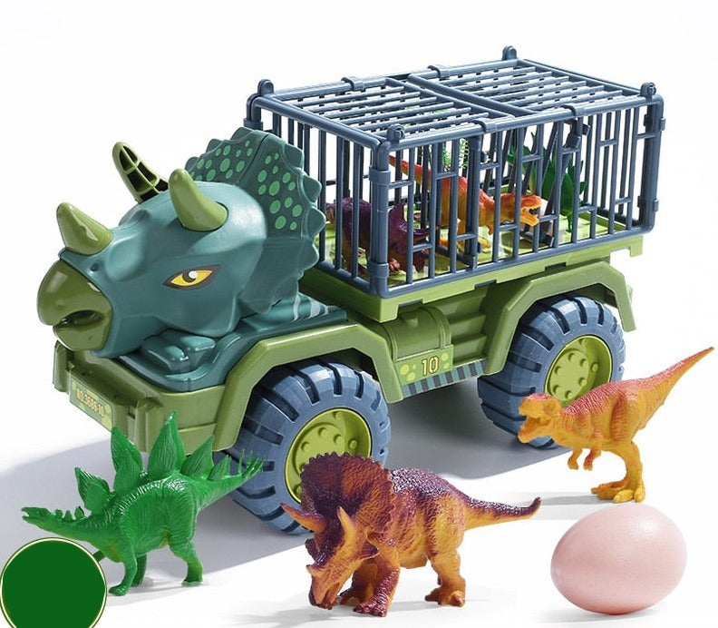 Gutter og jenter utforsker forhistorisk moro med interaktivt dinosaur lastebil lekesett, stimulerer læring og fantasi.