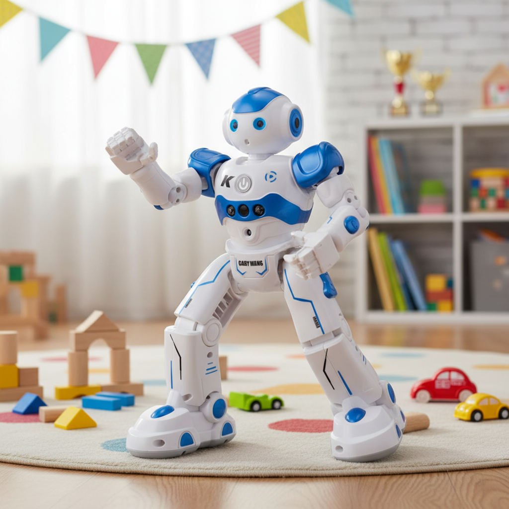 Barn leker med interaktiv læringsrobot. Utvikler programmering og problemløsningsevner.