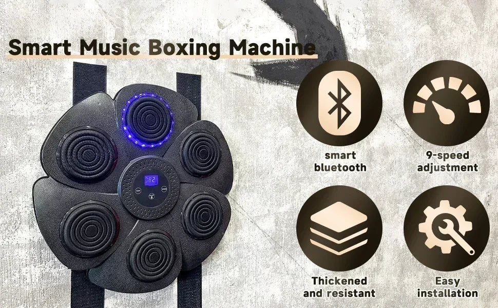 Interaktive Boxmaschine 40x40x6 cm, kompakt, RGB-beleuchtet, robustes Design, für Fitness zu Hause geeignet.