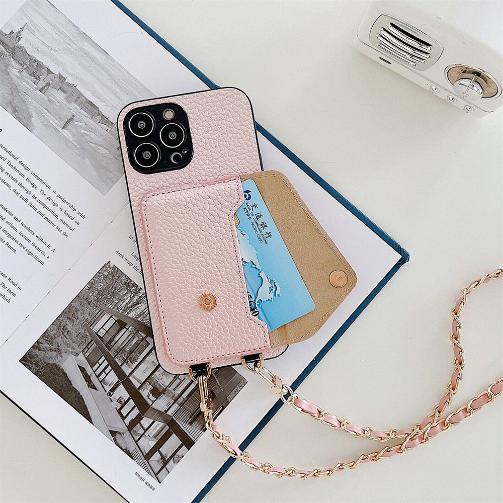 Praktisk iPhone-etui for kvinner. Lommebokdeksel med flere kortlommer for enkel organisering av kort og kontanter.