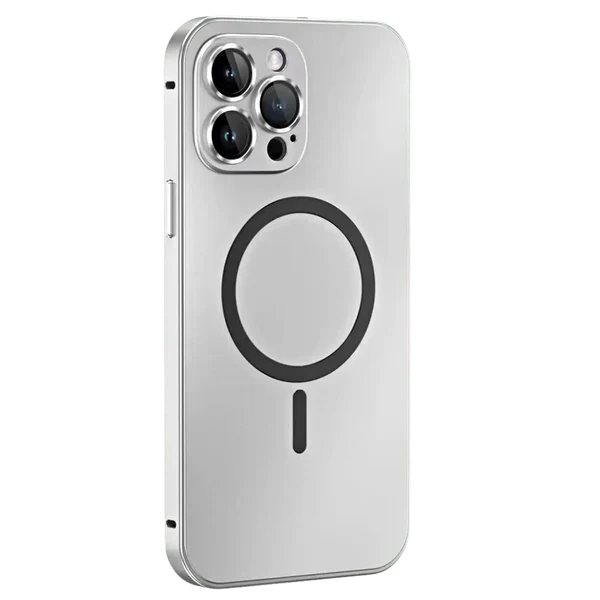 iPhone metalldeksel for robust beskyttelse. Stilrent design, støtsikkert for iPhone 15/14/13.