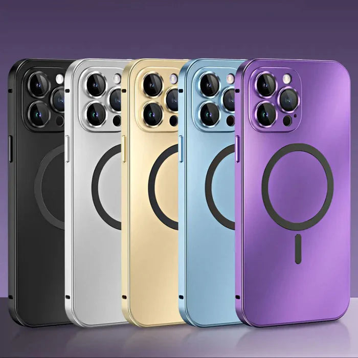 Støtsikkert iPhone deksel i metall med magnetisk feste. Optimal beskyttelse for mobilen din.