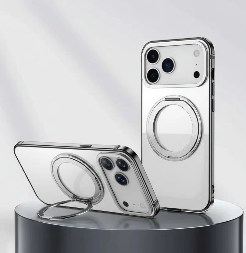 iPhone-deksel med funksjonelt roterende stativ for håndfri visning, stilren og allsidig beskyttelse.
