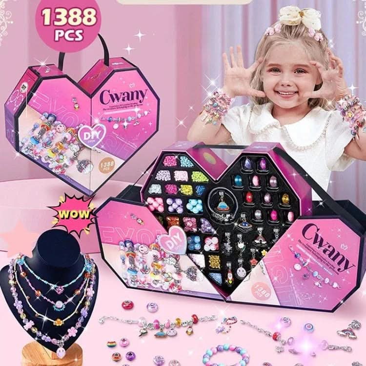 Morsomt og pedagogisk armbåndssett som kombinerer lek med læring av smykkelaging for jenter.