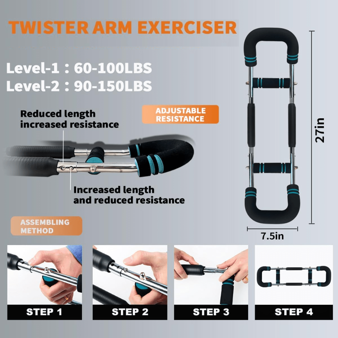 Enkel hjemmetrening med justerbar treningsstang. Styrk armer, bryst og triceps effektivt. Bærbar.